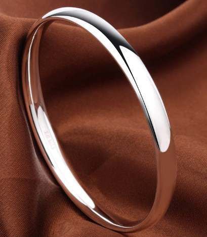 Solid Sterling Silver Plain Golf 5.3mm X 60mm Bangle - Coco & Cali